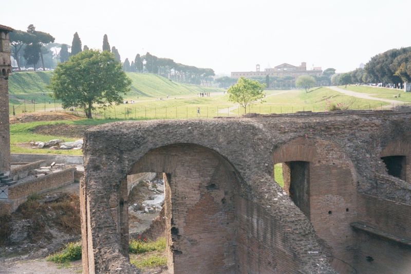 The Circus Maximus from its eastern curve. Begun by the Tarquins, rebuilt by Julius Caesar, embellished by his successors, and restored by C
