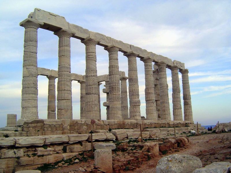 Work began about 500 B.C. but the Persians in 480 destroyed what they found. The temple was rebuilt under Pericles around 440, apparently un