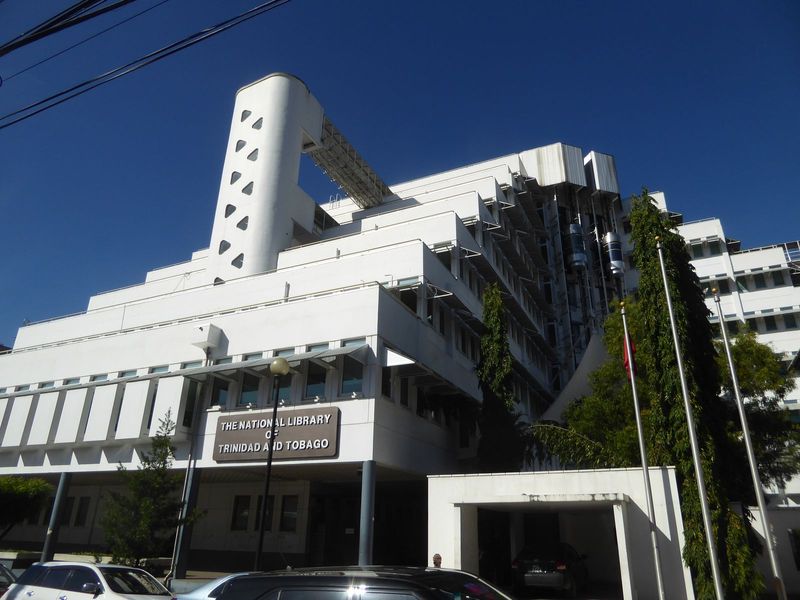 Modern architecture in Trinidad? Here's a good example, the national library designed by Colin Laird 1924-2018 and opened in 2003. Laird des