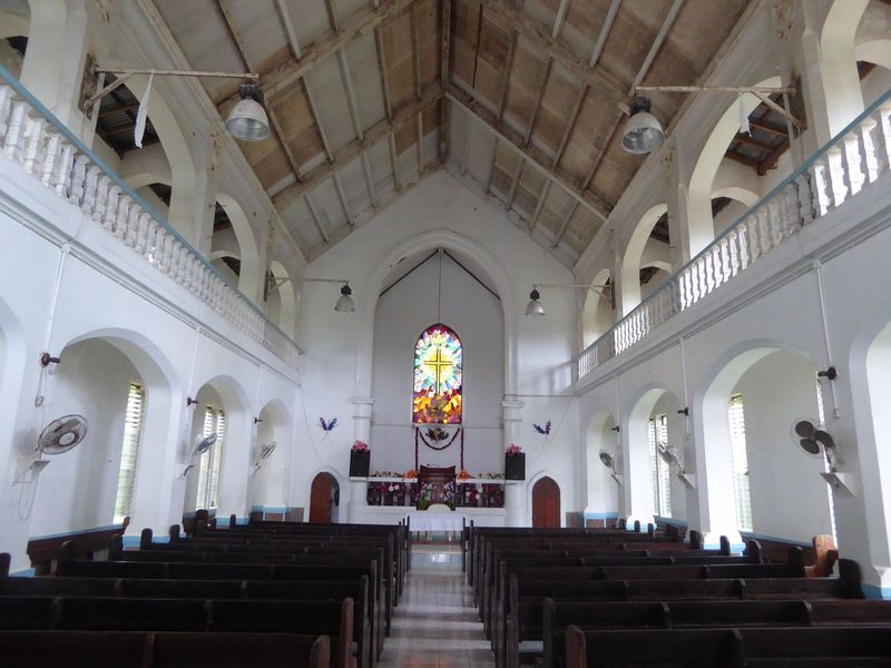 Nothing fancy, but it's a small miracle that it survived the American bombing of the town.

This Japanese tolerance of Christianity may seem