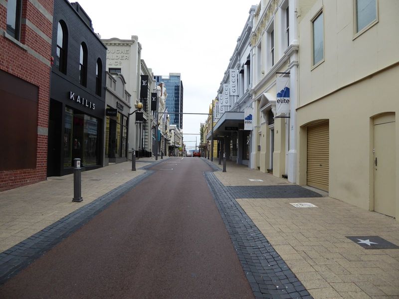 Perfect paving, sidewalks, and bollards.