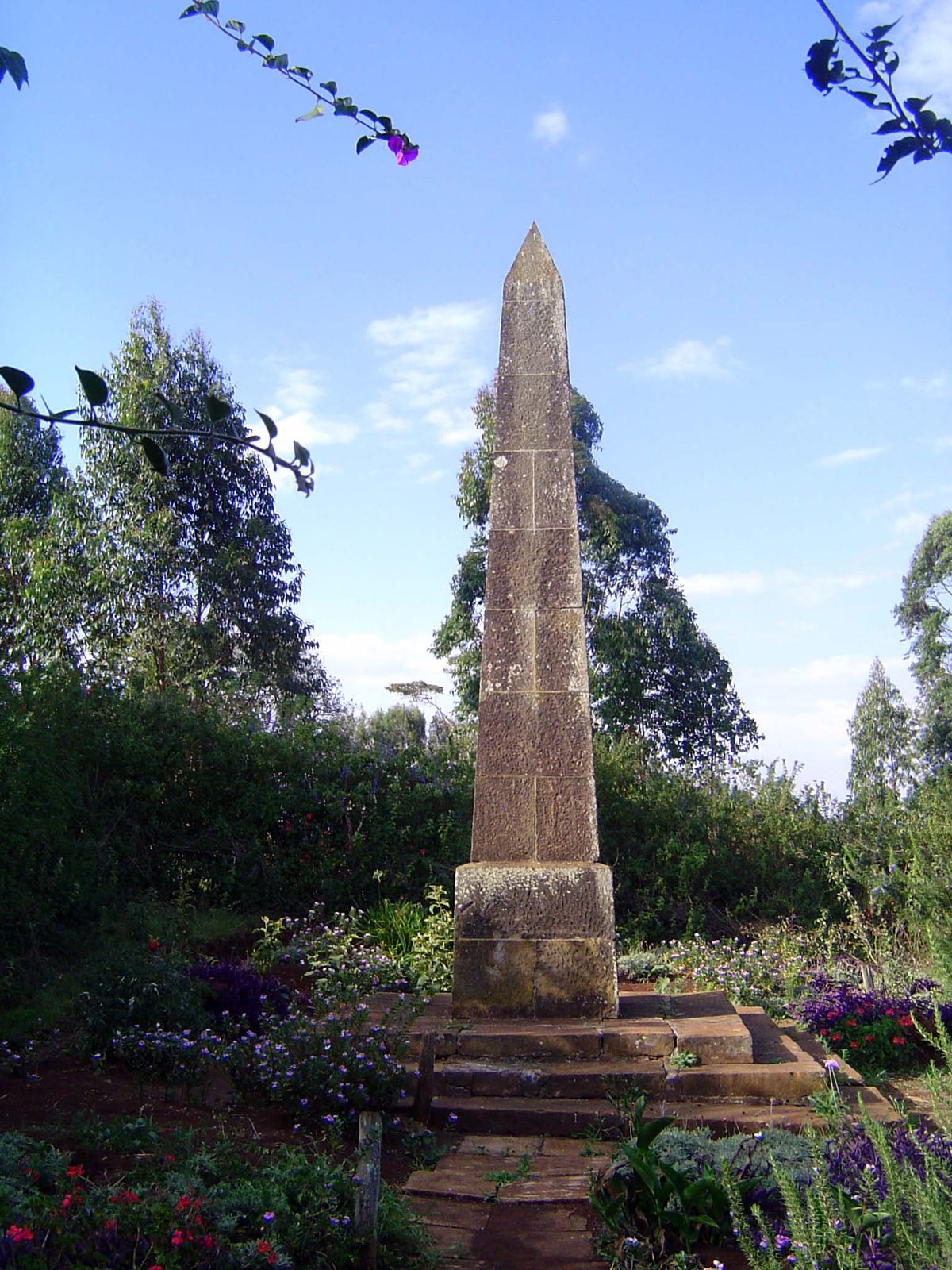 Inside: an obelisk erected by Hatton's brother.