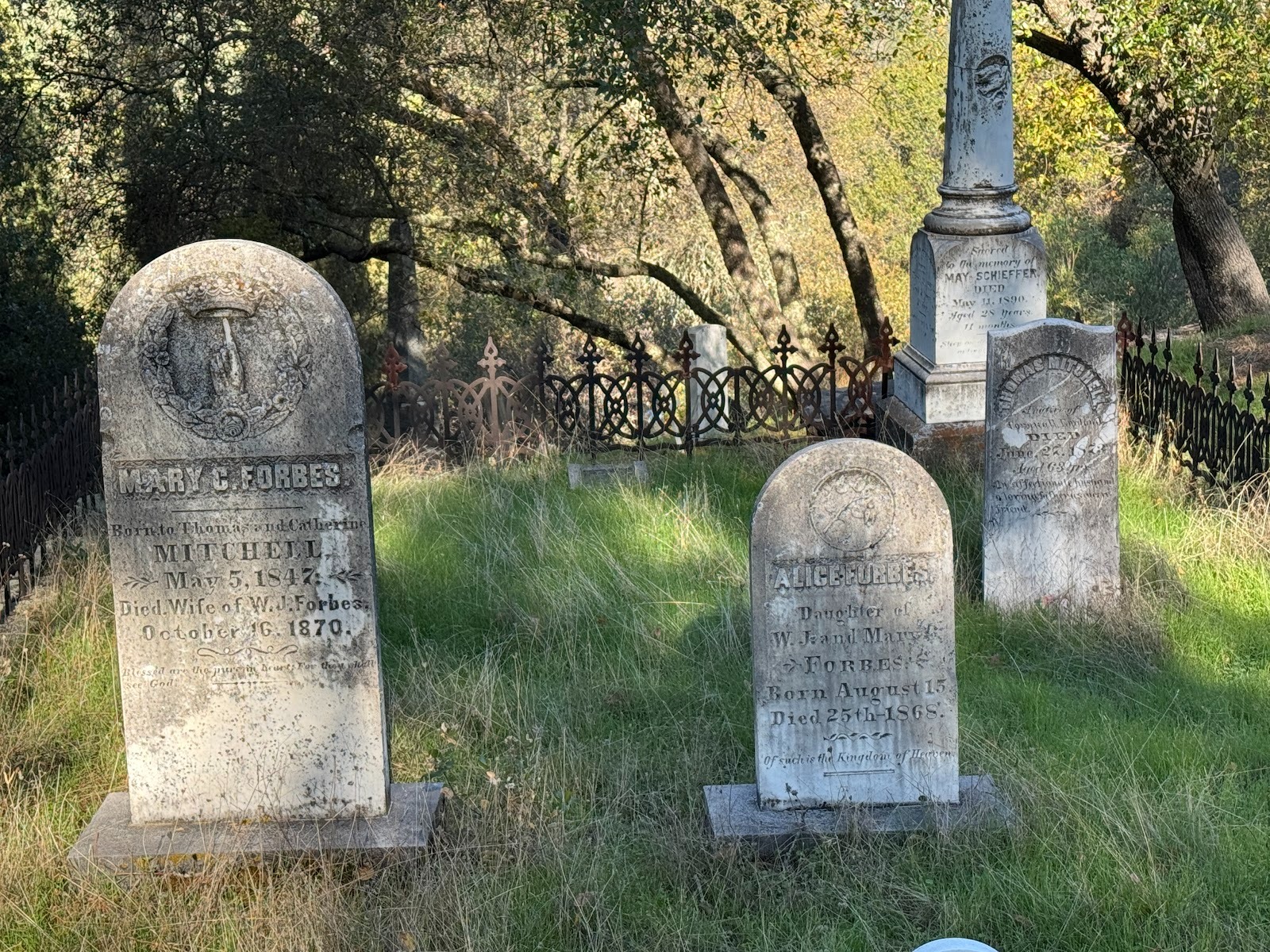 Mrs. Forbes survived by two years the death of her infant daughter.