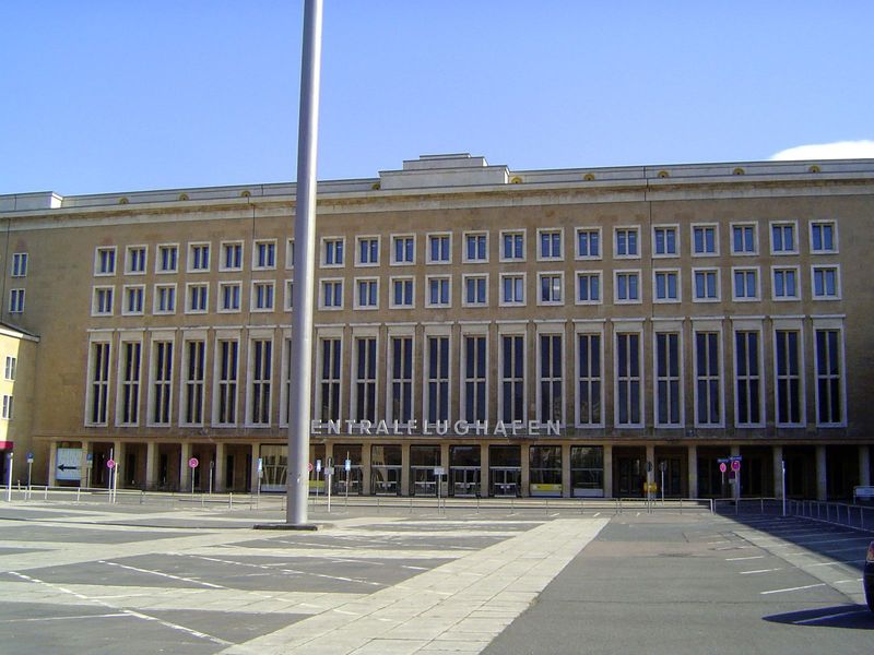 It used to be perched up there on the little pedestal. The whole building was designed by Ernst Sagabiel as part of Albert Speer's plan for 