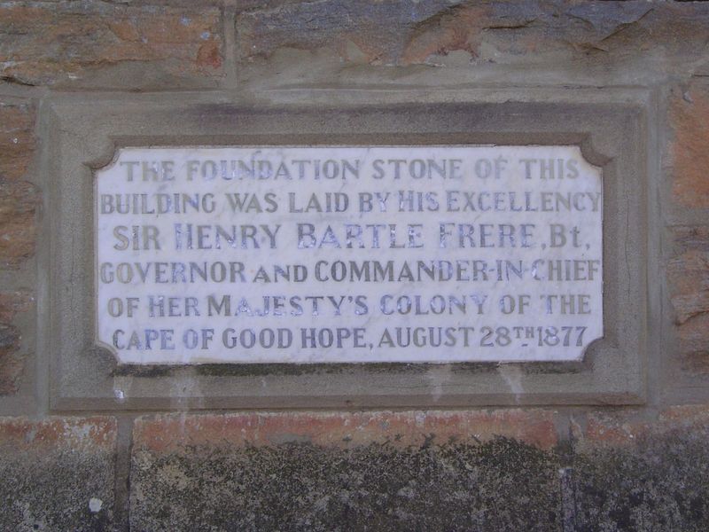 This is the second foundation stone of the town hall, the one laid after the decision was made to add a town hall. Frere was not only govern