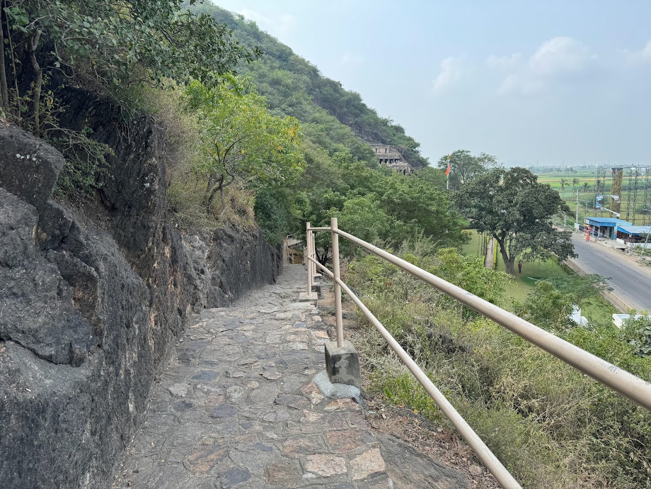 it winds along the cliff face.