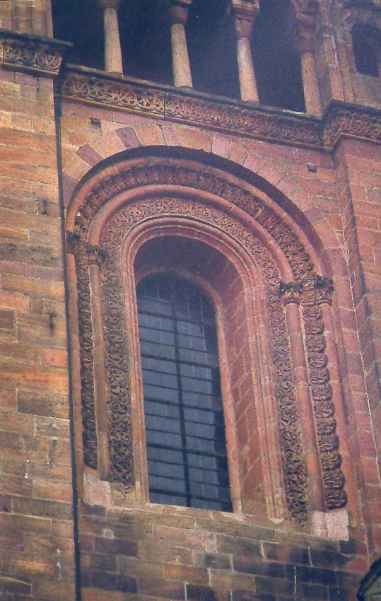 Shades of Henry Hobson Richardson: a two-story window in the south transept. Above it is a gallery that runs around the entire church.