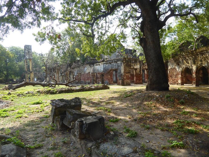 Here's a view of the ruined office building or kutchery.