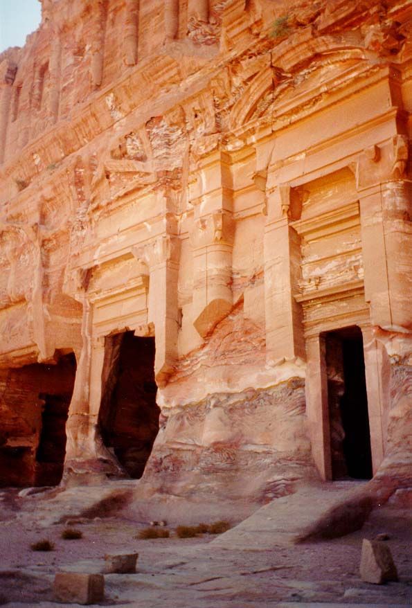 South of Amman, Petra is a Nabataean city built in reverse, with buildings carved from sandstone cliffs near the modern town of Wadi Musa. H