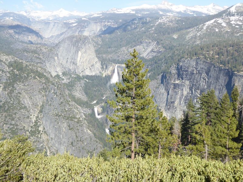 The camera has turned only slightly to the right to reveal Nevada and Vernal falls.
