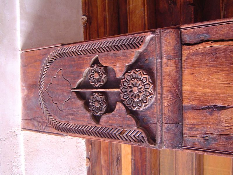Carved roof beam.