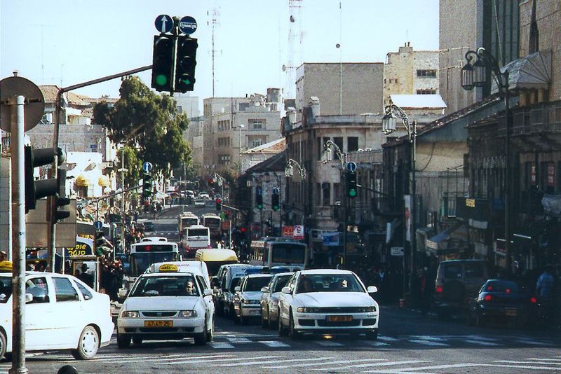 Jaffa Road traffic, any day except Saturday.