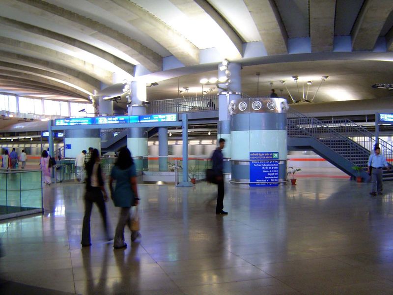The Rajiv Chowk station, under Connaught Place.