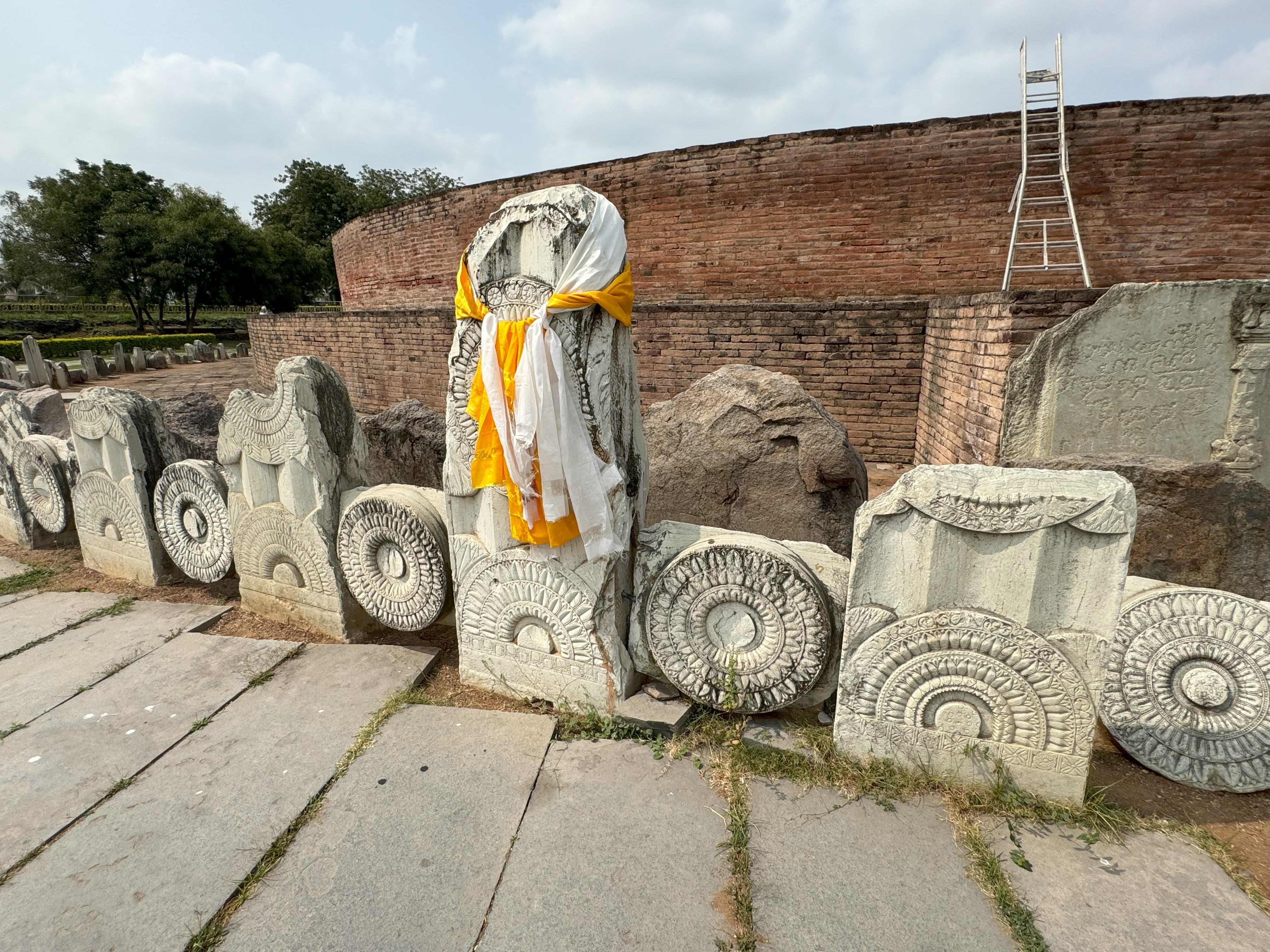 These lotus medallions were originally on the fencing that encircled the stupa.