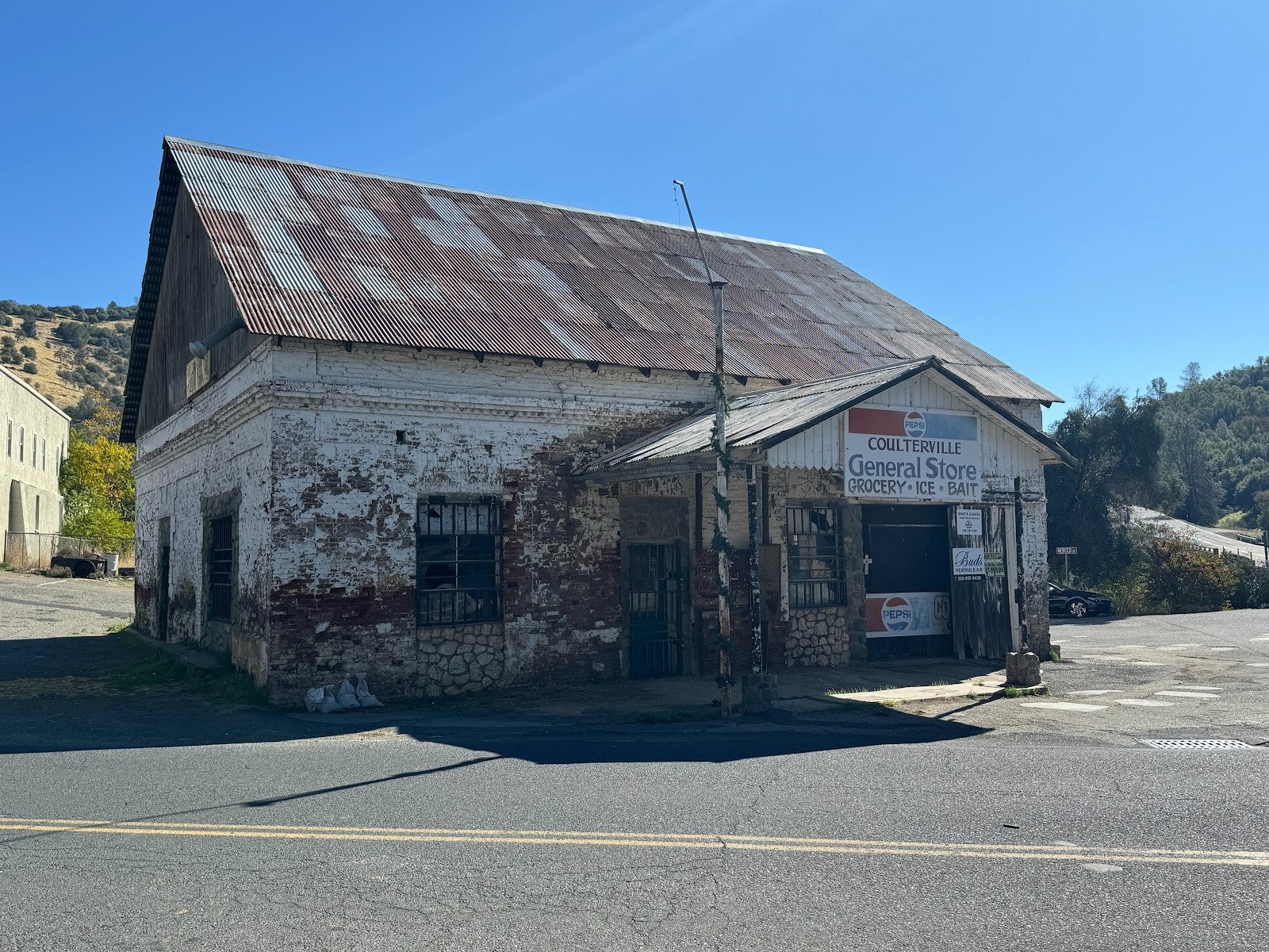 Old gas station at the junction.