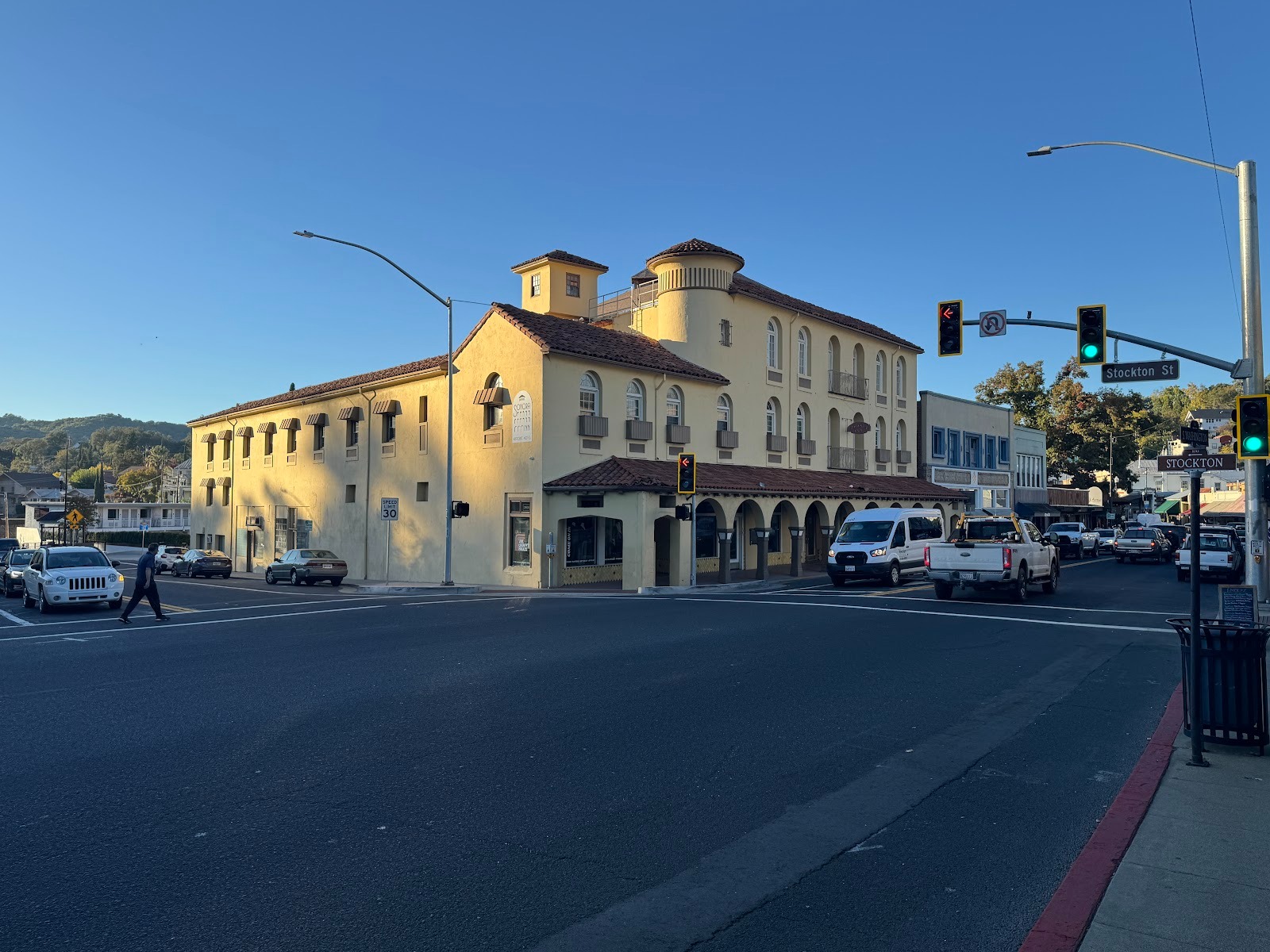 That's the Hotel Sonora, originally the Hotel Victoria, from 1896.  In 1931 it got a Spanish makeover from an owner who knew that the town w