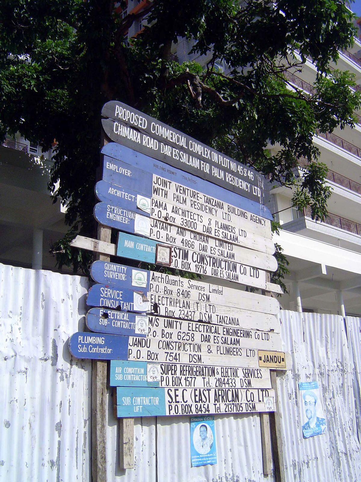 The contractors' signs.