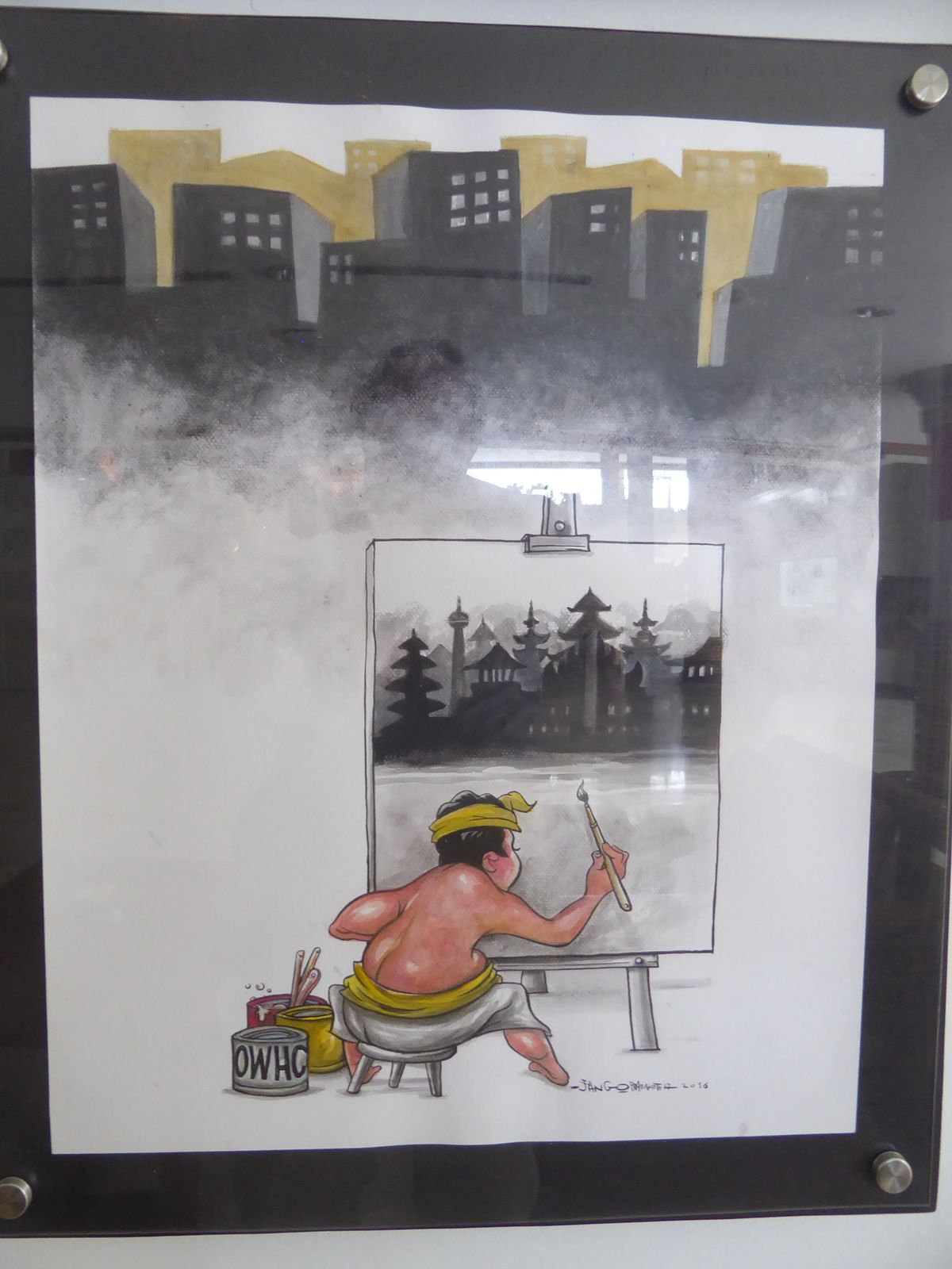 And the result? A cartoon says it all. It appeared in an exhibition mounted in Bali in 2016 by the Organization of World Heritage Cities.