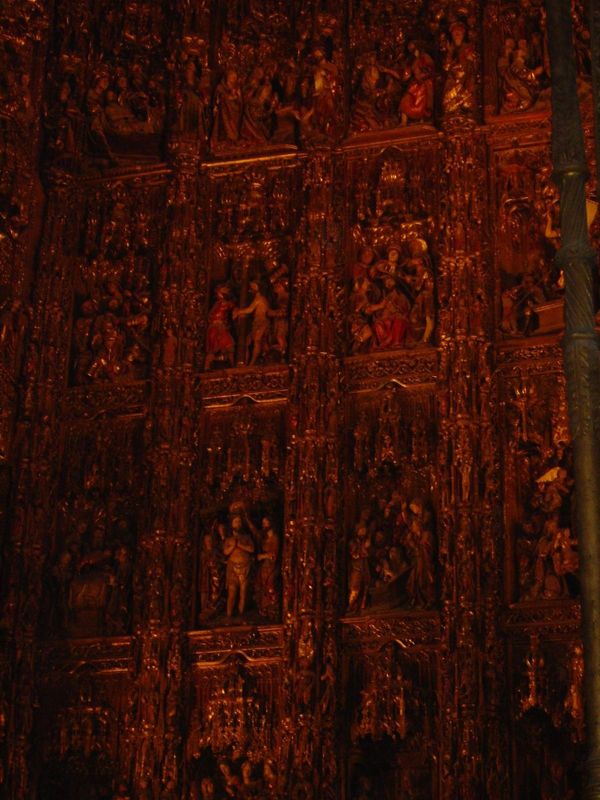 The cathedral's High Altar 1482-1525, built by the Flemish sculptor Pieter Dancart. It was an indulgence on the part of the city's fabulousl