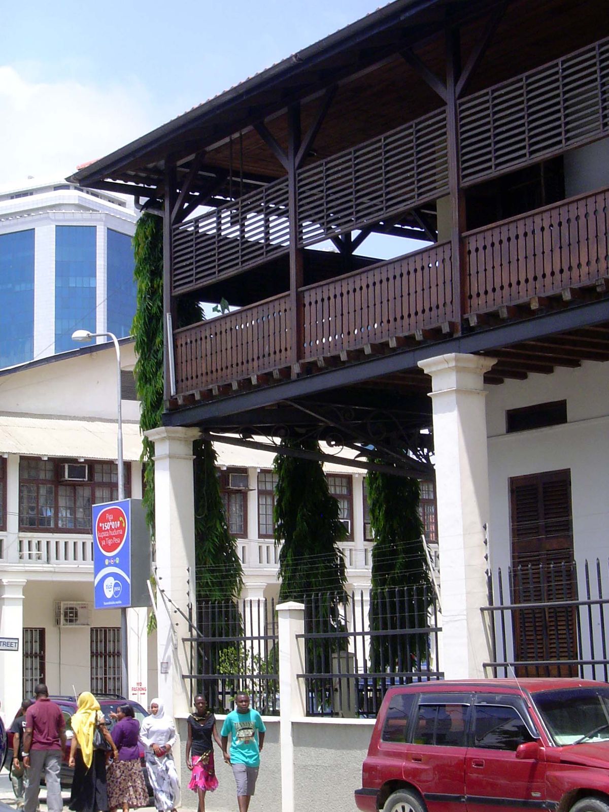 The balcony is supported by ironwork.