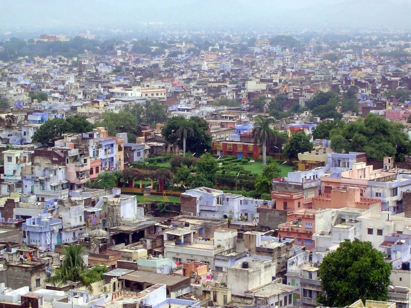 A view over those lanes from the top of the City Palace.