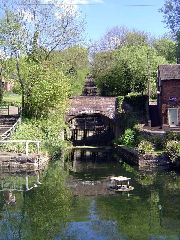 The canal ends here at the Hay Inclined Plane, where for a century starting in 1791 tub boats were lifted or lowered between the Severn and,
