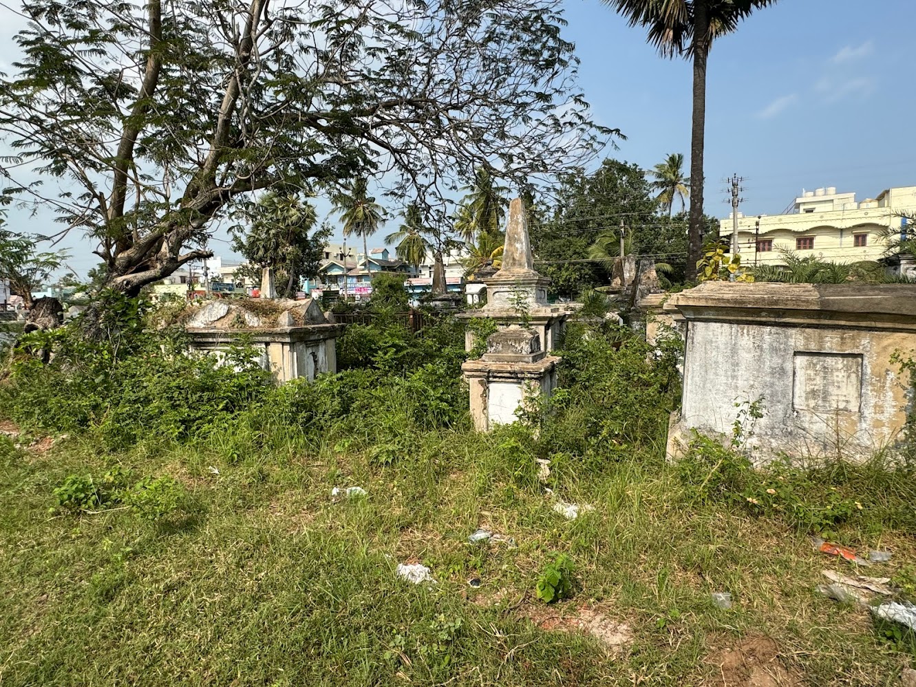Adjoining graveyard.