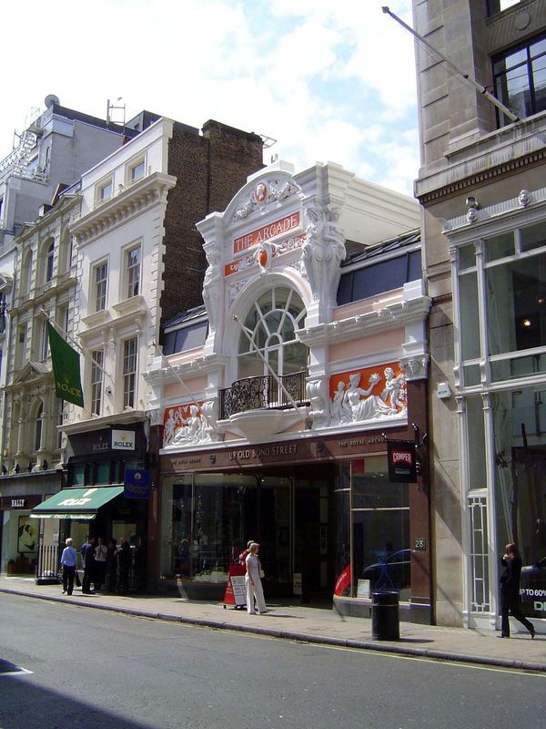 Here, for example, is the Royal Arcade of 1879, on Old Bond Street. The prestigious adjective comes from Queen Victoria's patronage of Brett