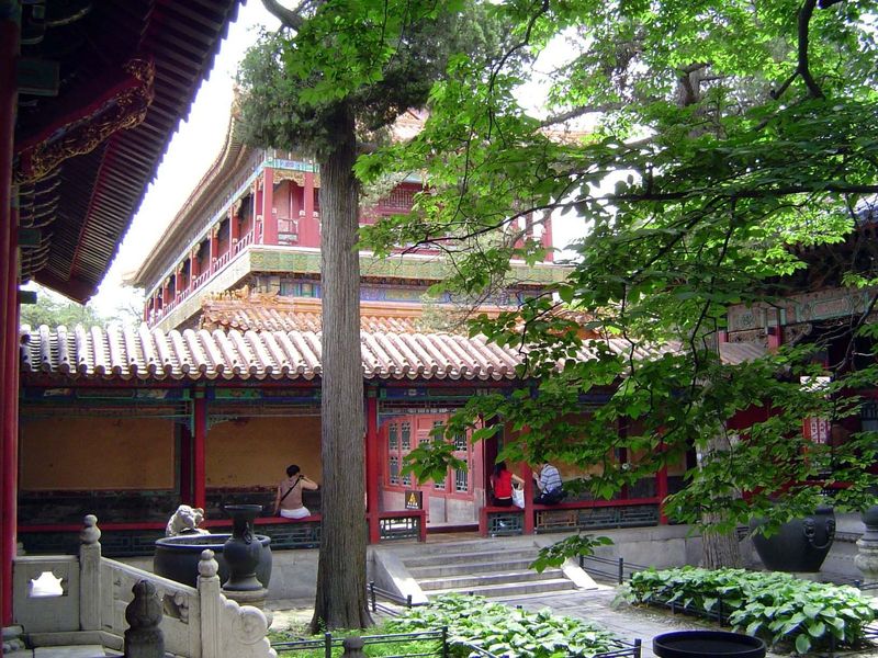 Another view of a rear courtyard behind the Hall of Imperial Supremacy; in the background is the Pavilion of Pleasant Sounds Changyin, where