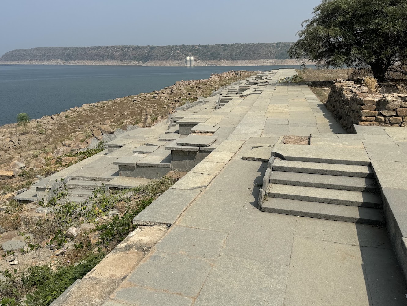 Another view.  Question: at  high water does the reservoir touch the stones?