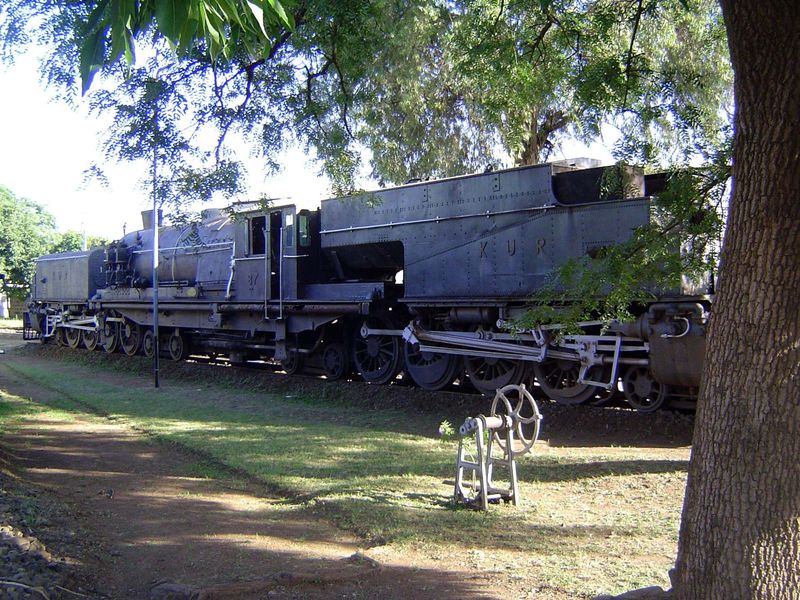 The lines are meter-gauge, but the engines are compound monsters to cope with the grades climbing in and out of the Rift Valley west of Nair
