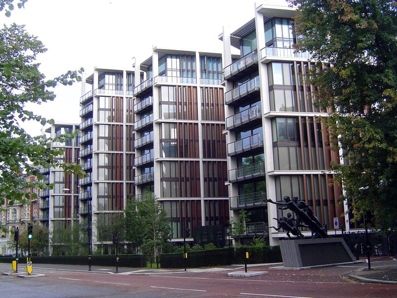 Then there's this, the most expensive apartment building in London, developed by the Candy Brothers with Qatari funding. Advertised as One H