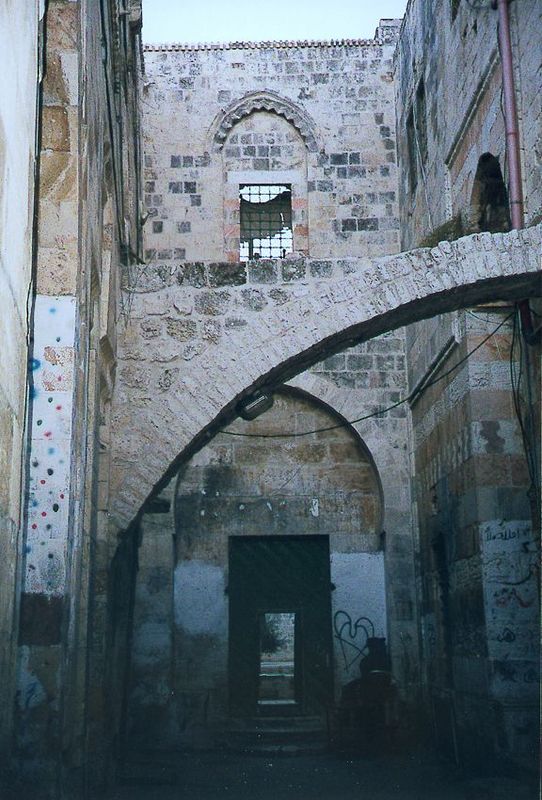 The Bab el-Atm, one of the Haram's less grand entrances. Non-Muslims may exit the Haram through it but not enter, and between this restricti
