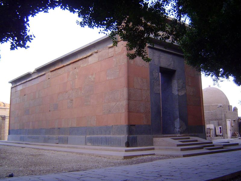 This is the so-called Red Chapel of Hatshepsut, built of blocks found in 1898 near the third pylon but only reassembled in 2000.