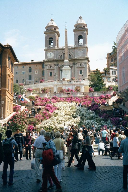 Rome was equally bound to its past, in no small part because preservation proved profitable. Here's Tourist Central, the Spanish Steps. Desc