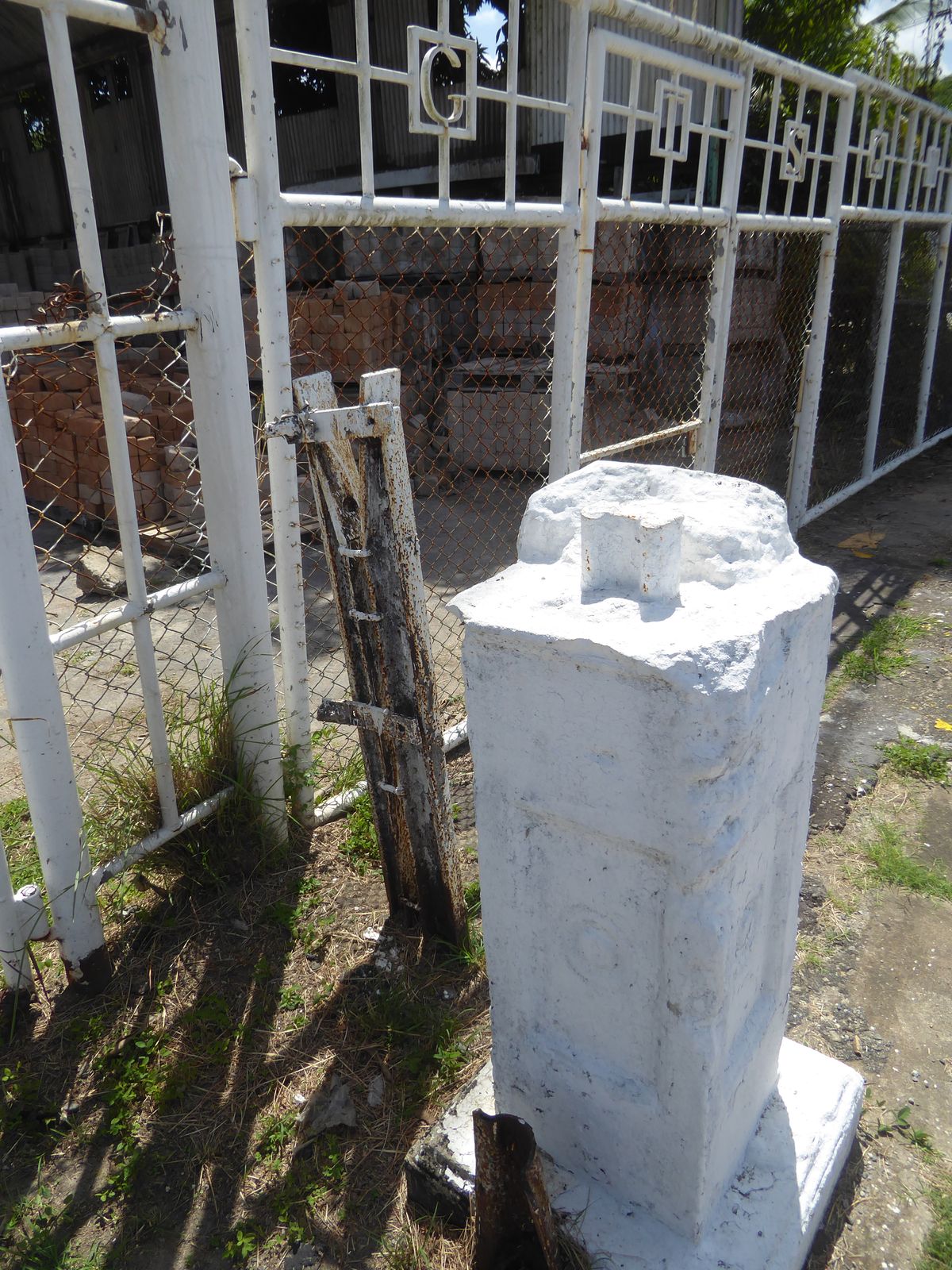 A bit of leftover rail, along with the plausible initials of the Guyana Transportation Service.