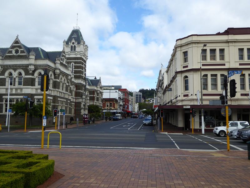 A main street runs past the courts and up to the Octagon, a set of several concentric octagonal streets forming the civic center.
