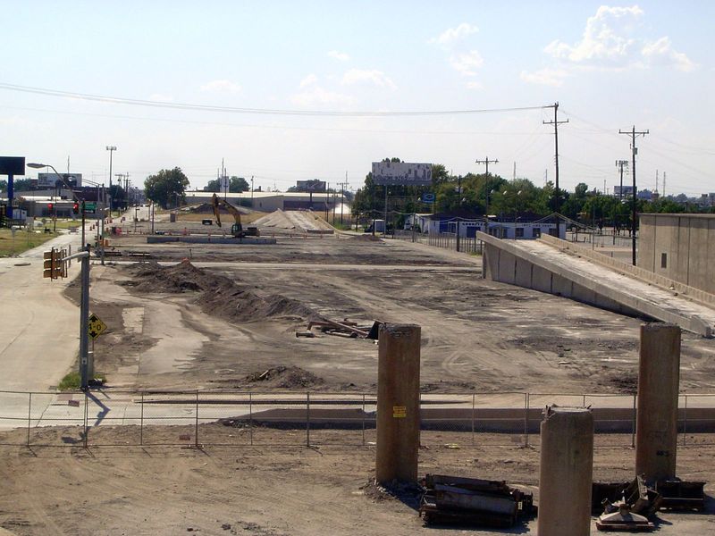 Soon the columns bite the dust. A new street-level boulevard is to replace the old highway.