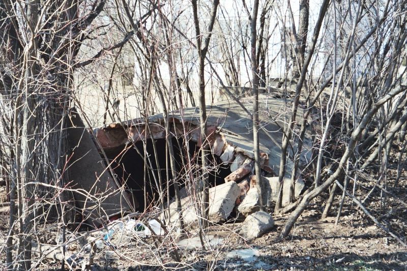 The schoolhouse had a tornado shelter, now collapsing. New schools don't bother. Go figure.