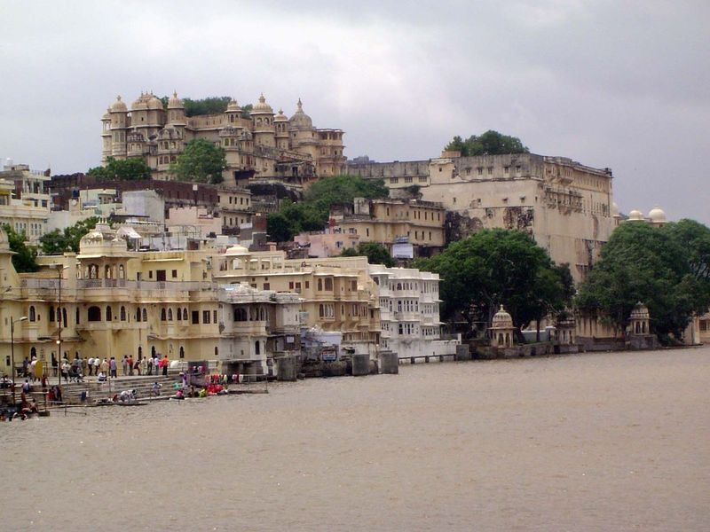 The City Palace rising above Pichola Lake was begun by Uday Singh II in 1569, when he fled here after losing to Akbar the great fortress—sti