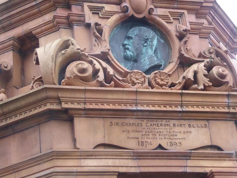 Cameron was a doctor, newspaper editor, and liberal member of parliament. Glasgow, btw, has lots of Doulton Ware monuments on display. The c