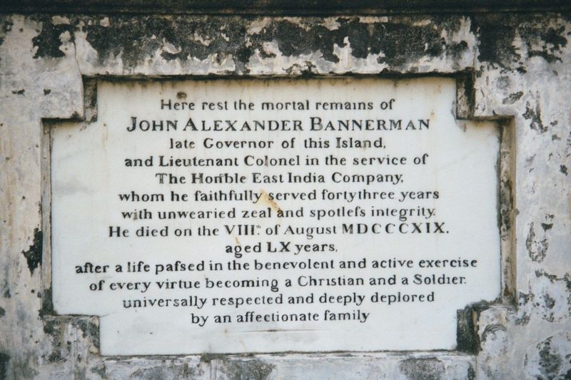 Nearby is the tombstone of the first governor, who coincidentally died the year Singapore was created. Penang remained part of India until 1