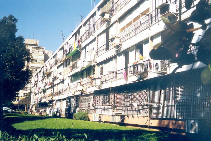 Grimmer housing, in South Jaffa. The building is a reminder of the days when kibbutzim starved on a diet of tomatoes. It's also a reminder o