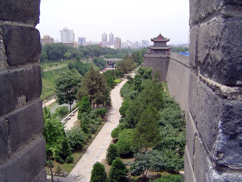 The view from the southeast corner of the wall and looking along the south wall.