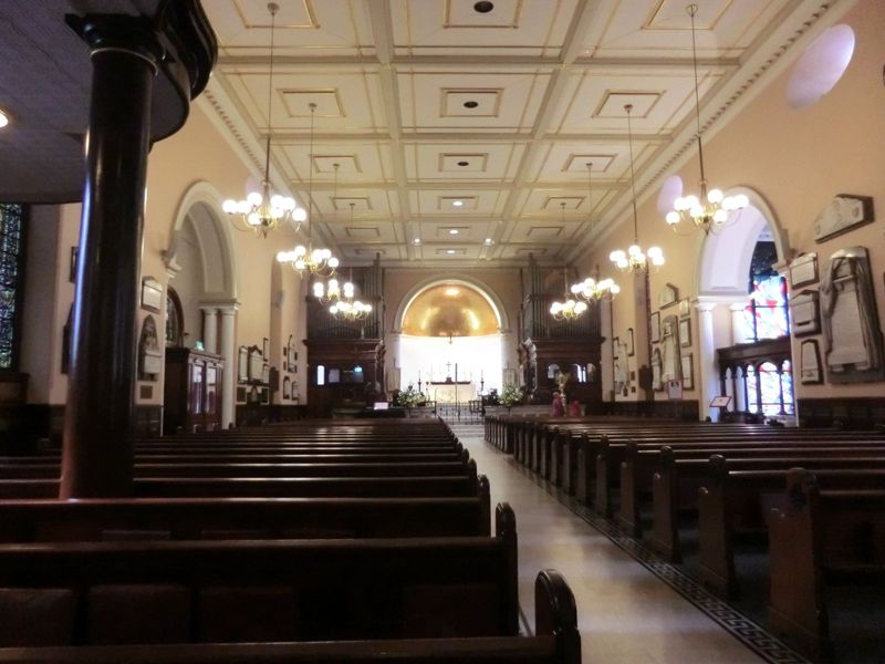 Inside the church; the interior is not Greenway. The plaques are really interesting, however, though they mostly tell the same story with va