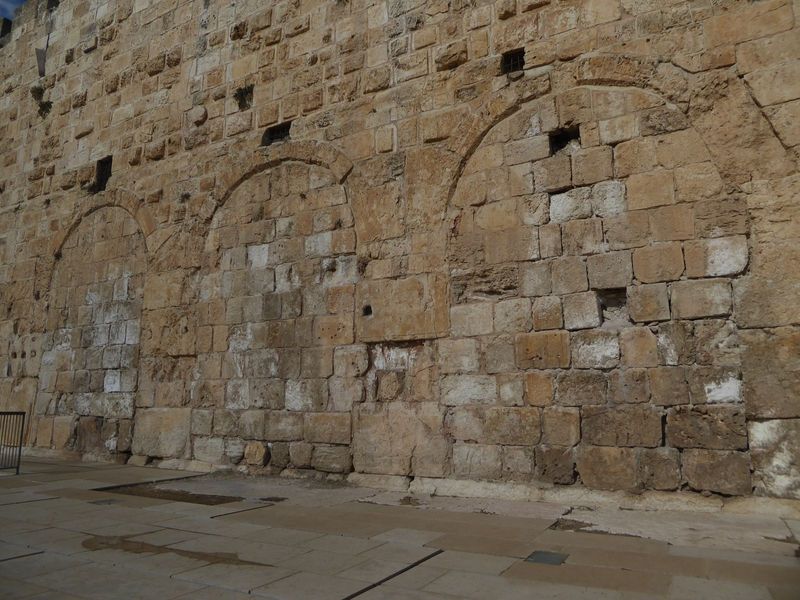Around the corner, the Triple Arch once was the south-side entrance to the temple mount. Blocked up when the Aqsa mosque was built, nobody's