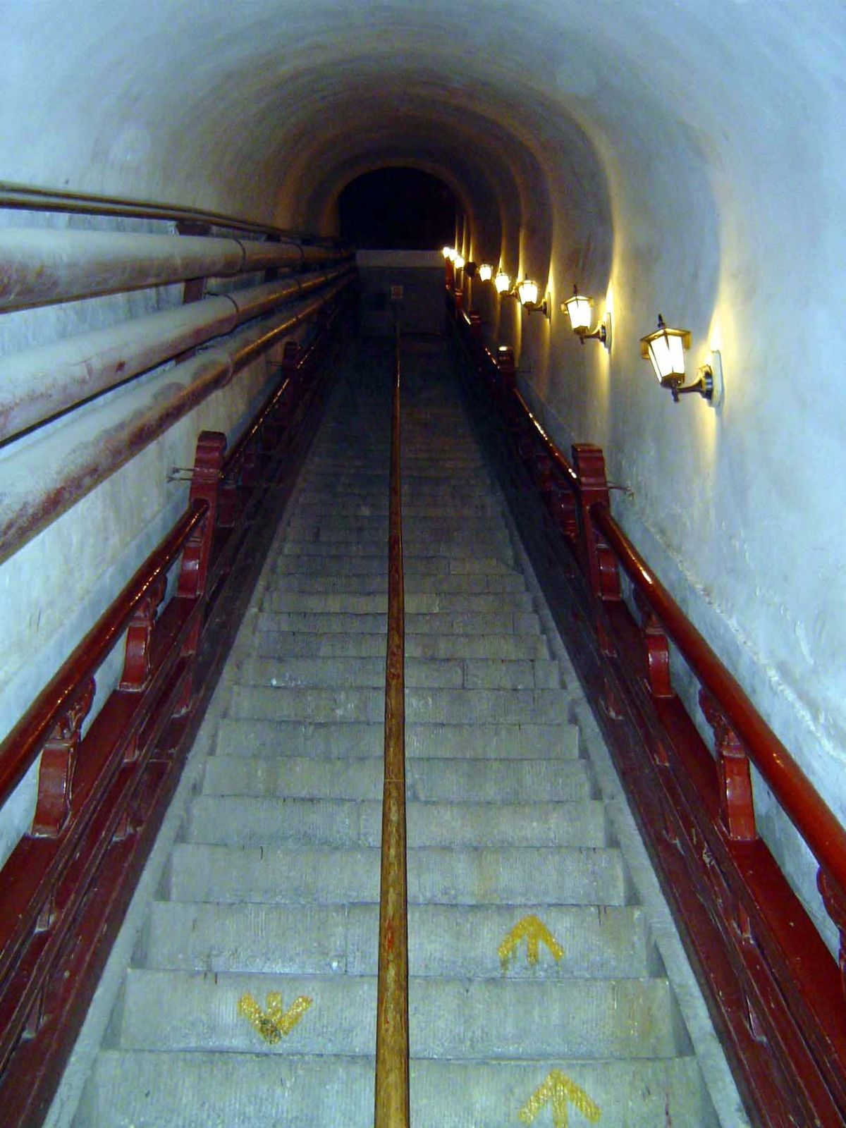 A straight shot up the stairs of the Drum Tower.