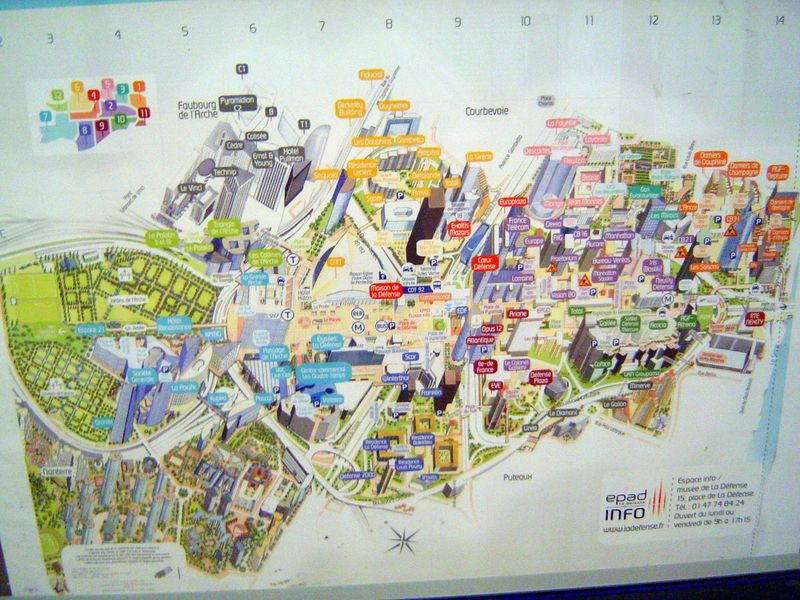 A poster supposedly helps visitors get their bearings. Hint: give yourself plenty of time if you're trying to find the RER station. Undergro