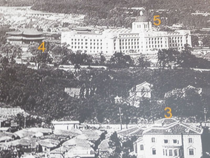 The Japanese put their Korean headquarters smack on the palace axis and right in front of the throne hall. How's that for wicked?

George de