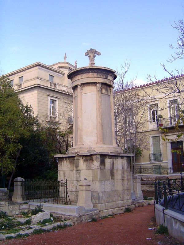 Not far away is the Choragic Monument of Lysicrates, built in 334 B.C. on the Street of Tripods that wrapped around the Acropolis and connec